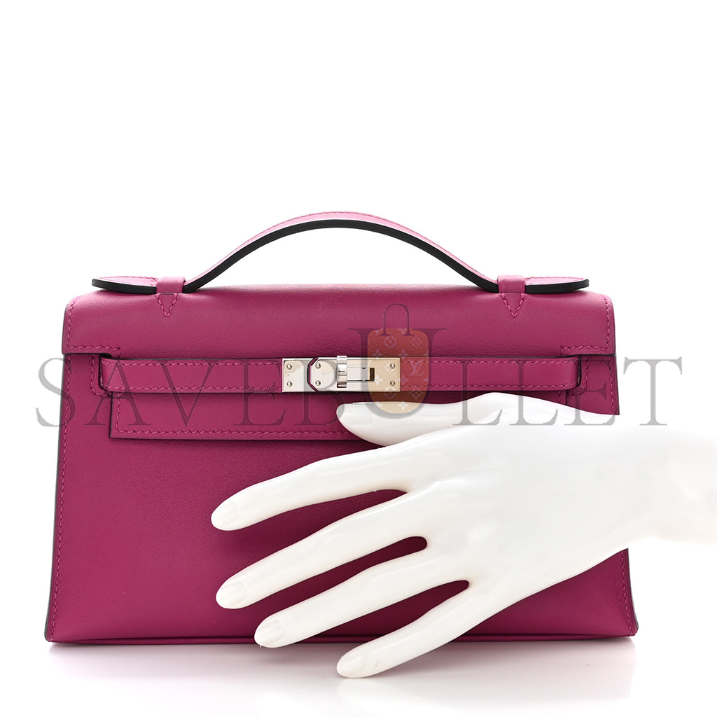 HERMÈS MASTER SWIFT KELLY POCHETTE CLUTCH ROSE POURPRE (22*14*7cm) 